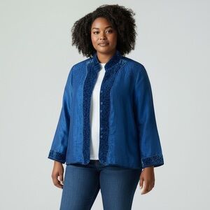 Chico's - Silk & velvet Embroidered/beaded Dress Jacket - 1 (14-16)